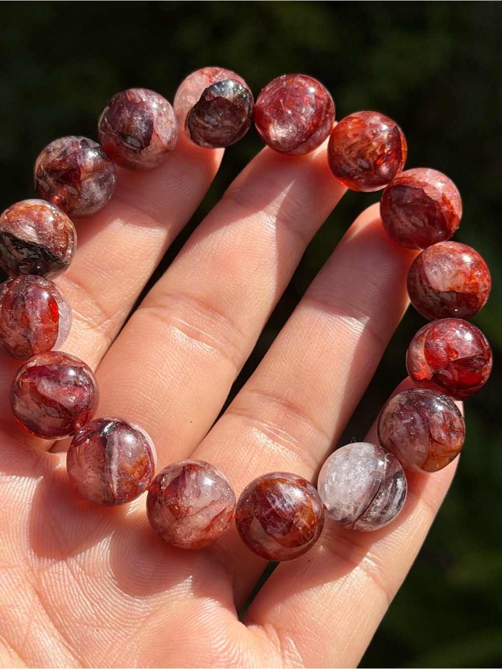 Red Crystal Bead Stretch Bracelet Palo